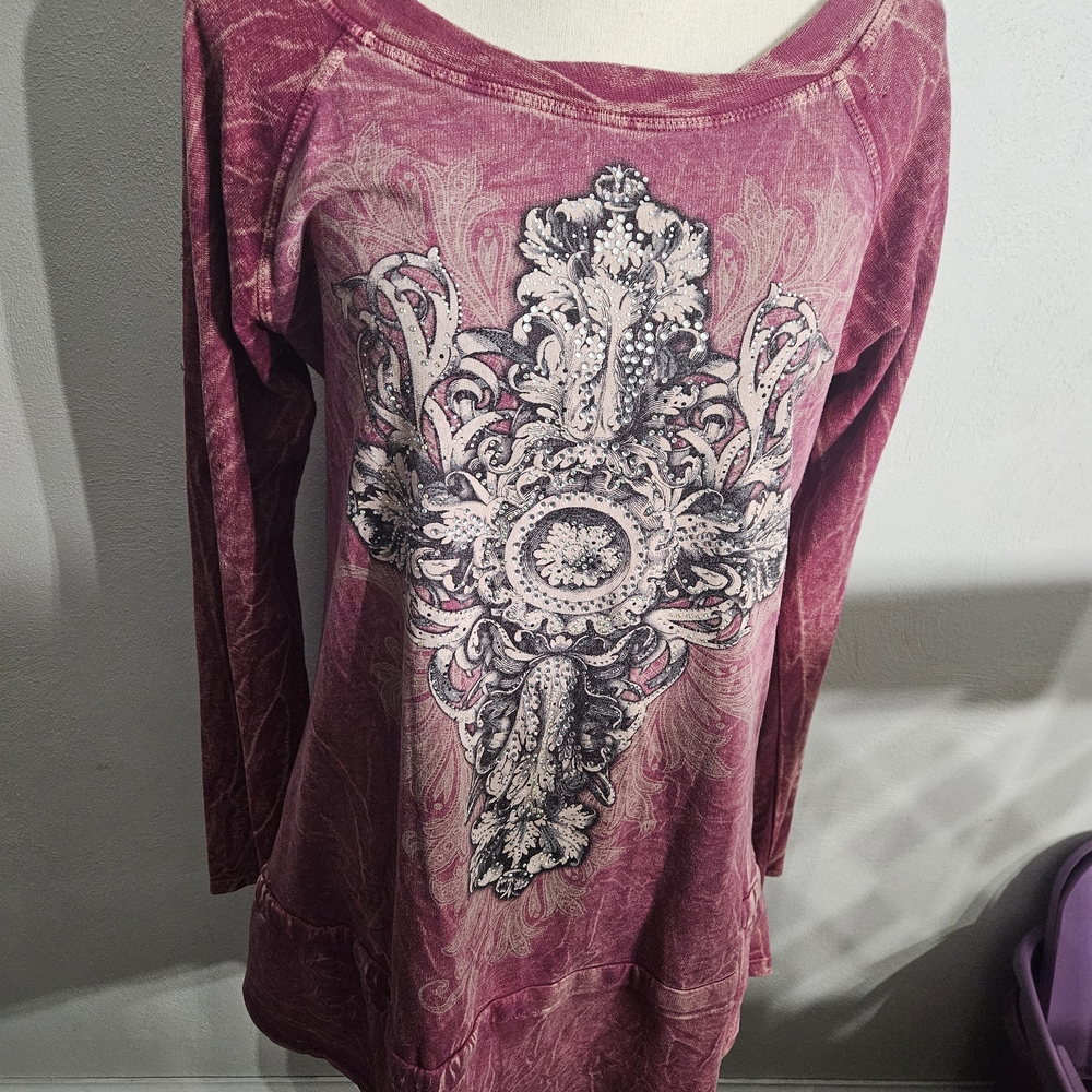 Womens Long Sleeve Vocal Shirt With Bling Sz L